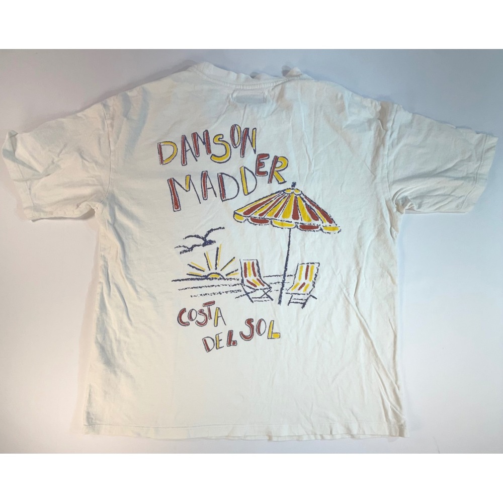 Damson Madder Costa Del Sol Graphic T-Shirt White Beach Print Size L